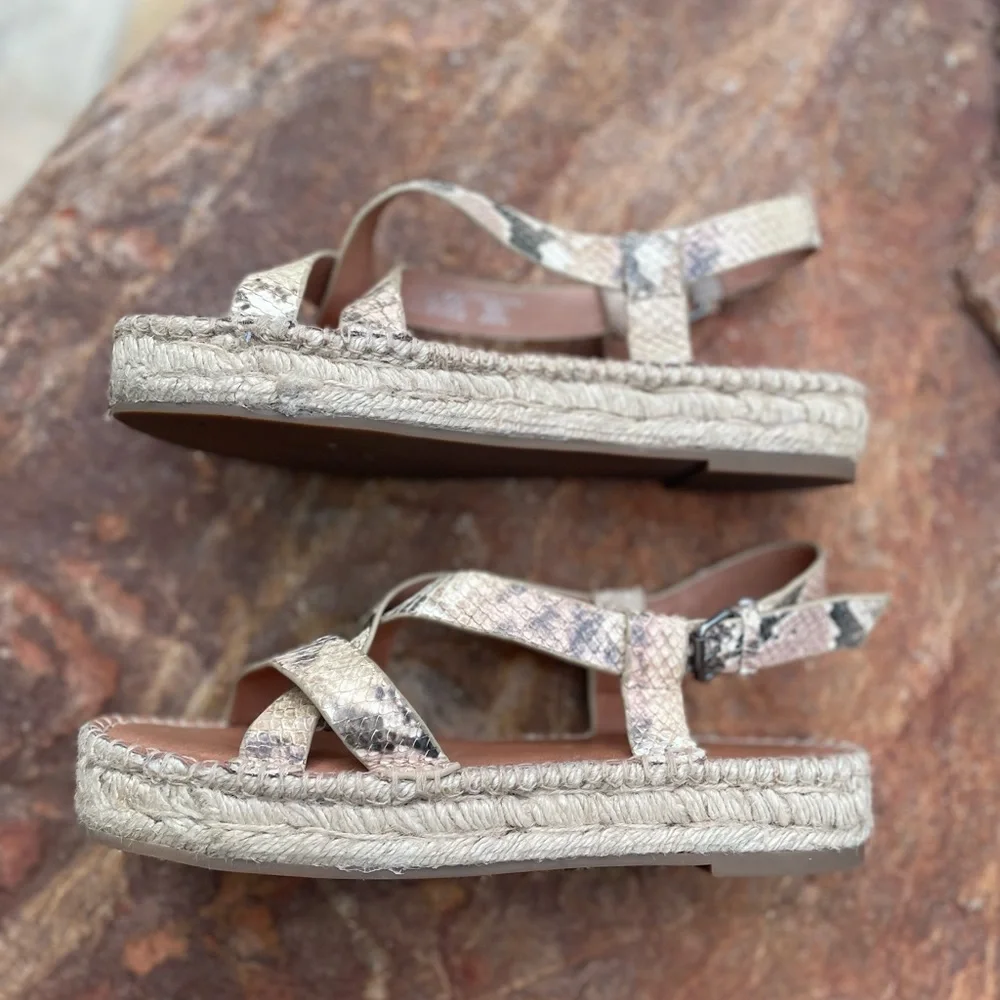 Madewell “Malia” Espadrille Sandal in Snake Embossed Leather